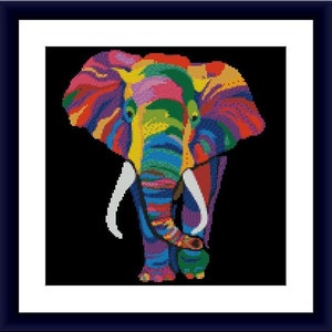 Regenbogen Elefant Tier PDF Kreuzstichvorlage Fantasy wilde Tiere Kreuzstichvorlage moderner Löwe Kreuzstichvorlage