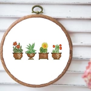 Cacto PDF Padrão de ponto cruz contado Botânico Moderno Gráfico de ponto cruz digital moderno Padrão de ponto cruz de natureza morta cactos xstitch