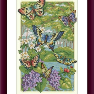 Borboleta Contado ponto cruz PDF padrão inseto botânico xstitch gráfico download instantâneo bordado natureza xstitch borboleta bordado