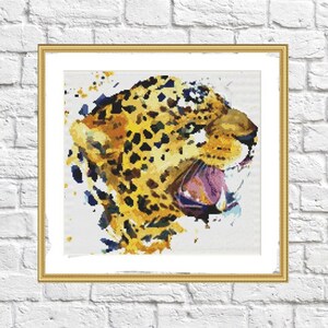 Tiger Tier PDF Kreuzstichvorlage Fantasy Tiere Digitale Kreuzstichvorlage moderner Löwe Kreuzstichvorlage
