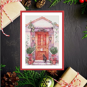 Christmas Eve Counted cross stitch pattern pdf xmas village Holiday Digital cross stitch chart christmas tree PDF cross stitch pattern