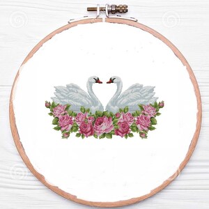 Swan Birds PDF Counted cross stitch pattern Country birds Digital cross stitch chart vintage landscape cross stitch pattern swan needlepoint