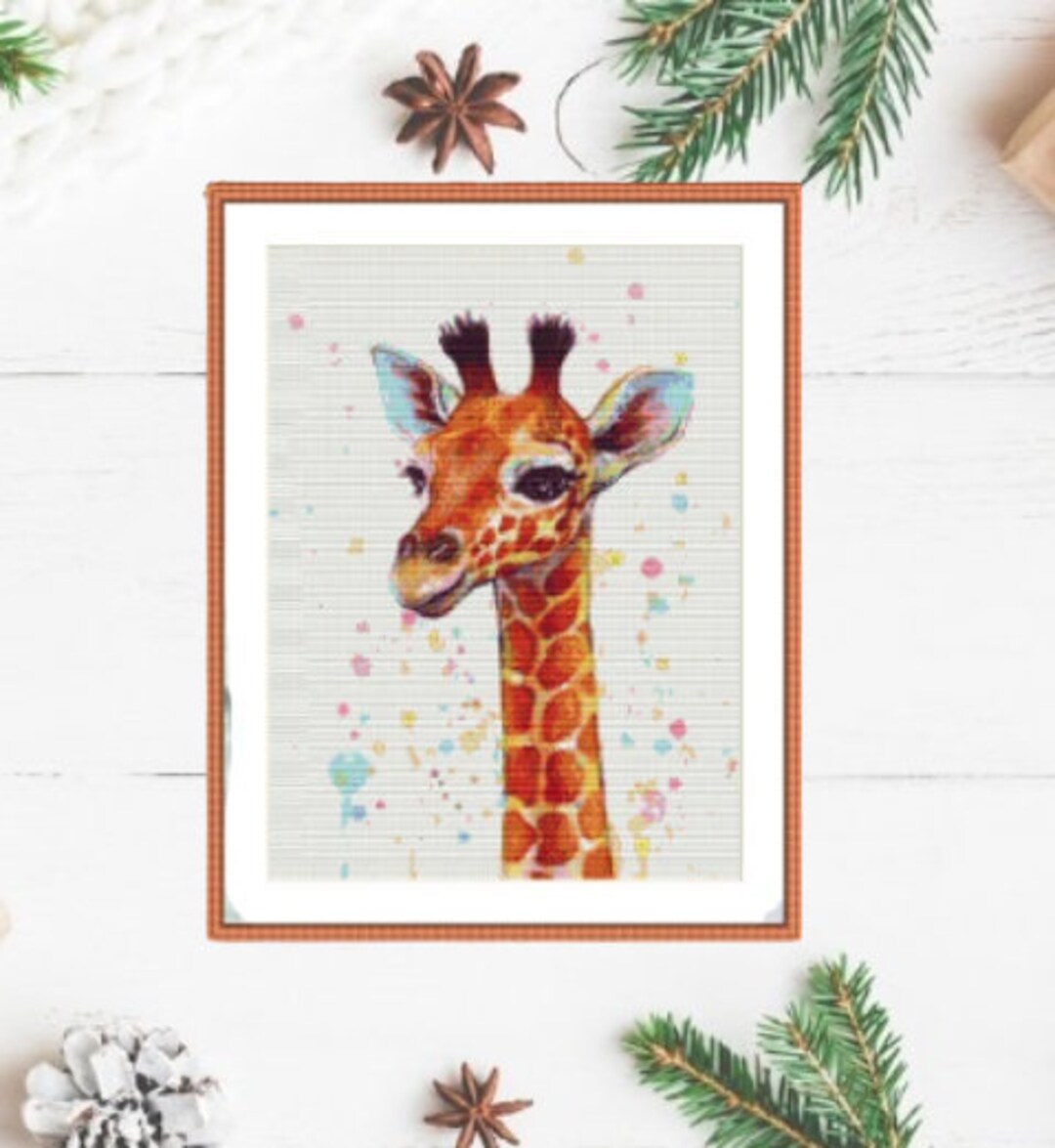 Cute Giraffe PDF Counted Cross Stitch Pattern Animal Digital Cross Stitch Chart Modern African