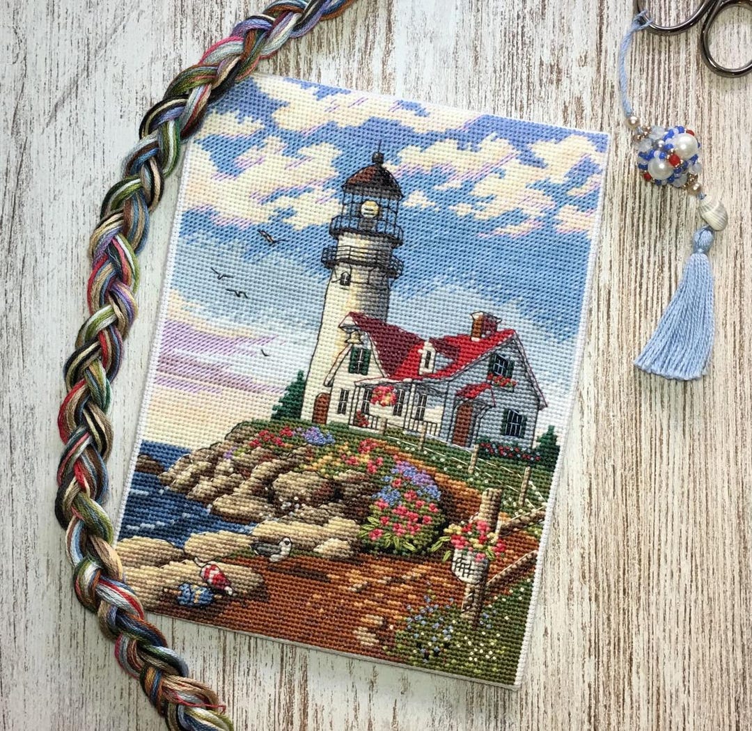 Scenic Lighthouse PDF Counted Cross Stitch Pattern Landscape Digital ...