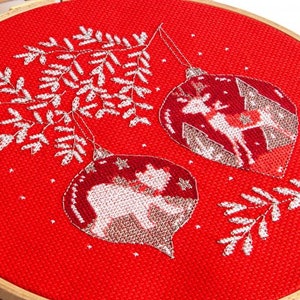 Deer Christmas Ornaments PDF Counted cross stitch pattern Holiday ornaments Digital cross stitch chart christmas PDF cross stitch pattern