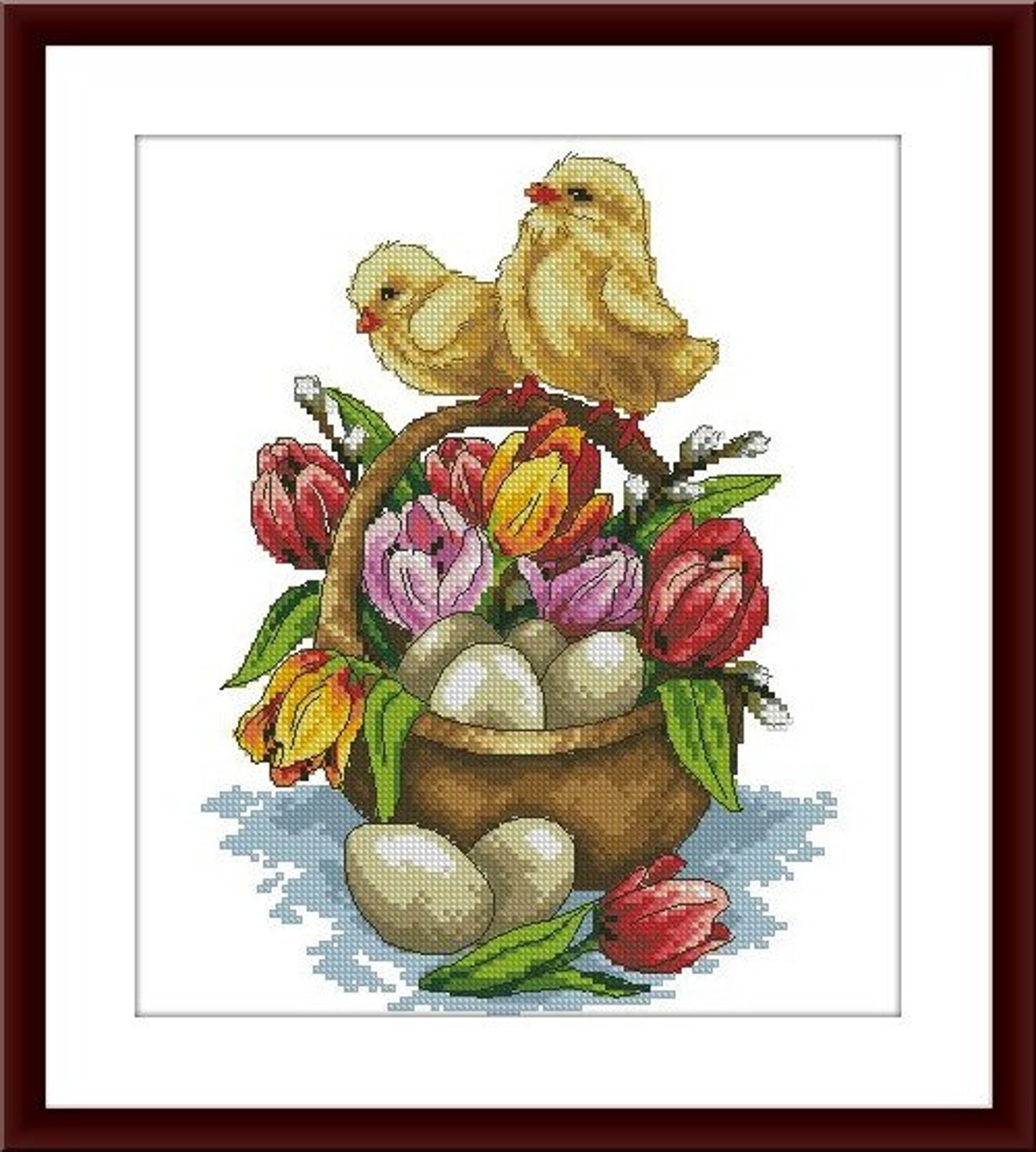 Easter Chicken Counted Cross Stitch Pattern Napkin Easter Eggs - Etsy