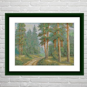 Woodland  PDF Counted cross stitch pattern Landscape fall Digital cross stitch chart Fall season PDF xstitch pattern instant download