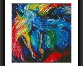Watercolor horse Animal PDF Counted cross stitch pattern Jungle animals Digital cross stitch chart modern horse cross stitch pattern