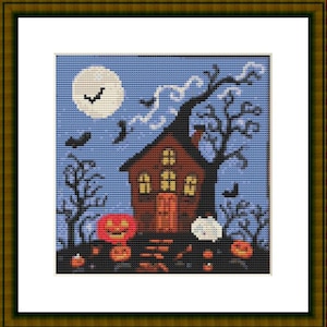 Halloween hat Animal PDF Counted cross stitch pattern vintage halloween Cat Digital cross stitch chart modern cross stitch pattern