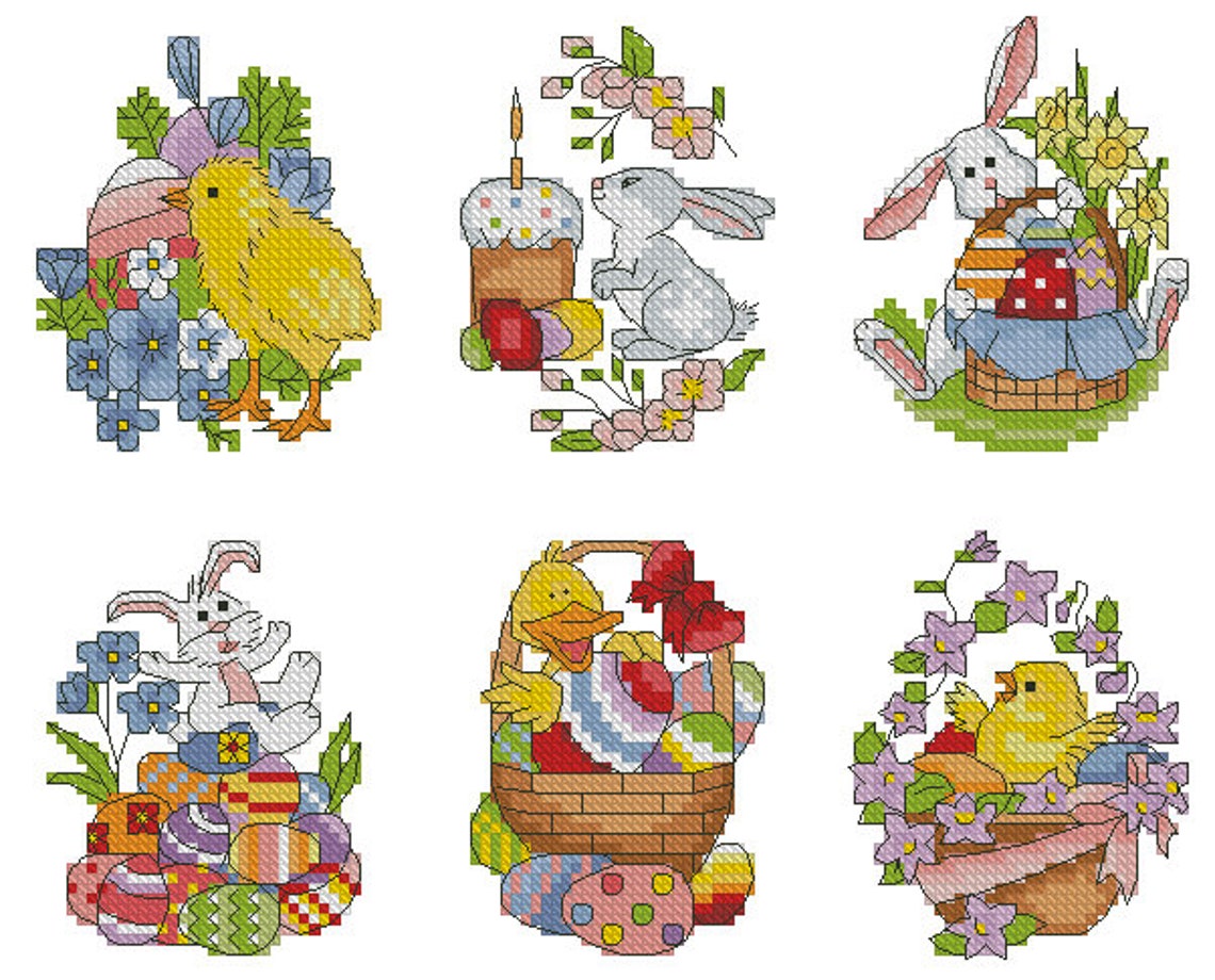 Easter Ornaments Counted Cross Stitch Pattern Easter Eggs and Etsy
