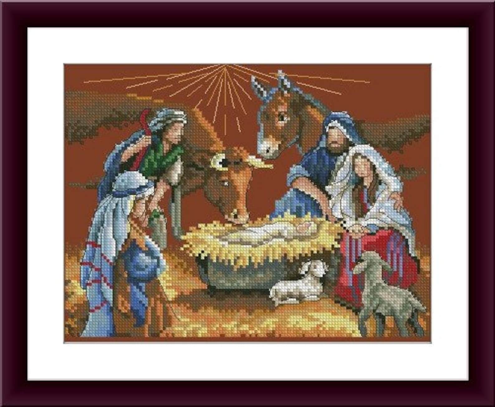 Christmas Eve PDF Counted Cross Stitch Pattern Nativity Scene Etsy