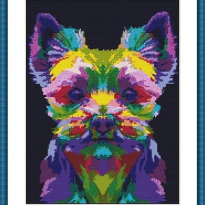 水彩犬 クロスステッチ PDF パターン 犬 デジタルクロスステッチチャート 動物 モダンクロスステッチパターン 犬 x ステッチ