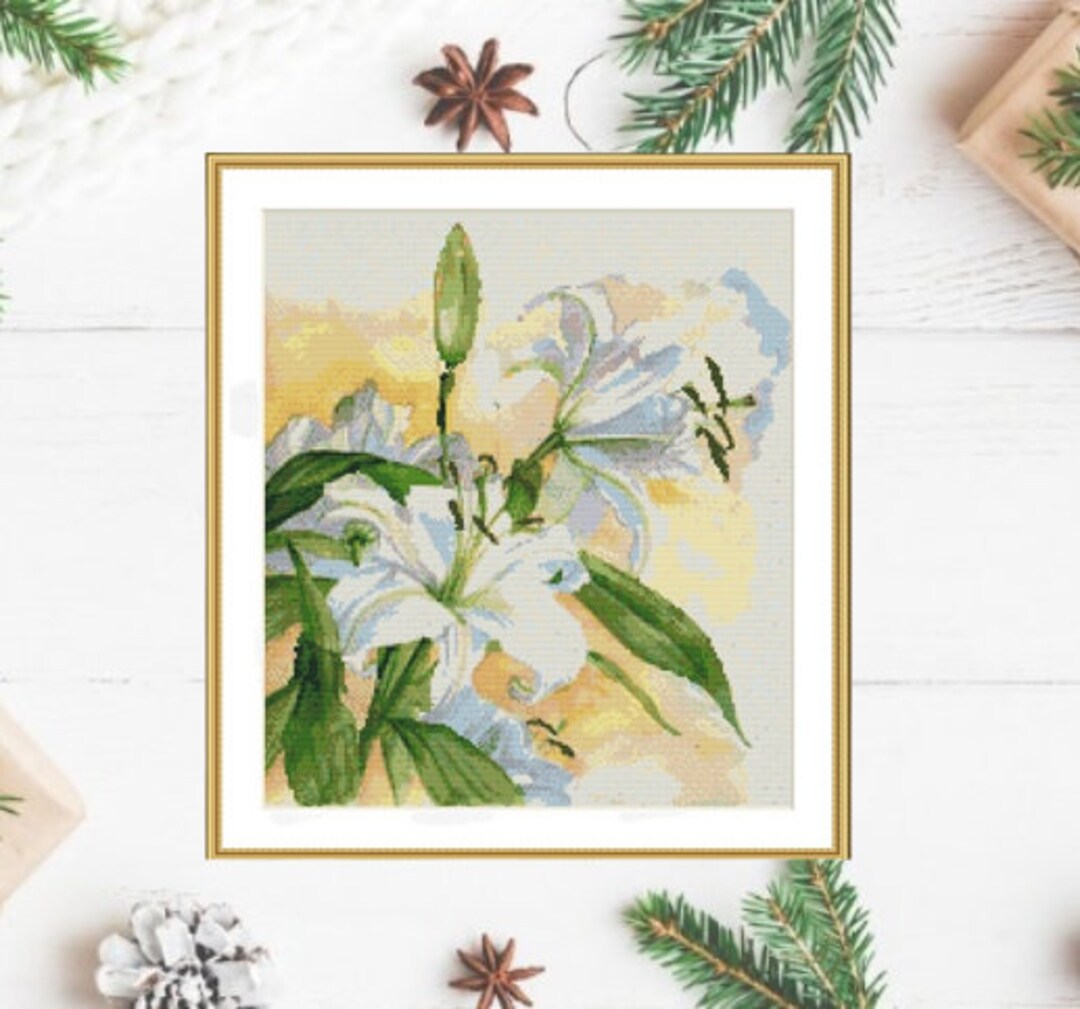 Lily Flowers Counted Cross Stitch Pattern Pdf Flower Digital X Stitch ...