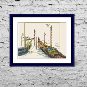 Venetië geteld kruissteekpatroon (talian Cityscape digitale kruissteekkaart aquarel stad kruissteekpatroon borduurkaart)