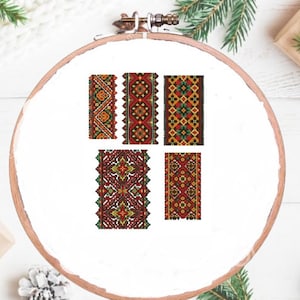 Vintage geometrisch patroon Geteld kruissteekpatroon runner servet kruissteekkaart vintage kruissteekpatroon seizoen borduurpunt