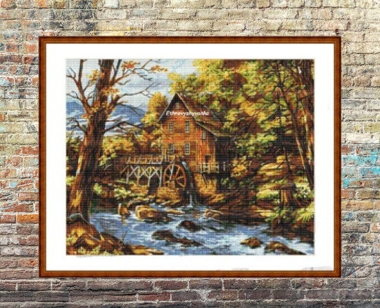 Woodland Watermill PDF Counted Cross Stitch Pattern Summer Landscape ...