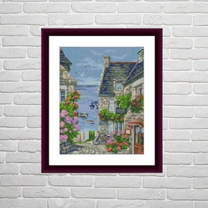 Italy Counted cross stitch pdf pattern italian city cottage Digital cross stitch chart city large cross stitch pattern instant download