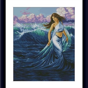 Mermaid Counted cross stitch pattern pdf Fairytale Digital cross stitch chart Sea prencess cross stitch pattern mermaid cross stitch