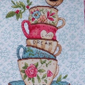 Stacked Tea cups PDF Counted cross stitch pattern Tea cups Digital cross stitch chart coffee Modern Still life cute cross stitch pattern