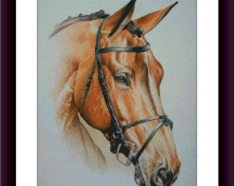 Watercolor horse Animal PDF Counted cross stitch pattern Jungle animals Digital cross stitch chart modern horse cross stitch pattern