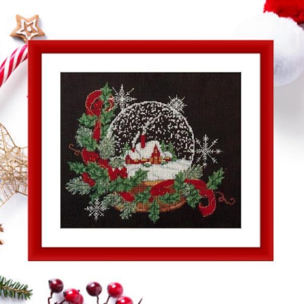 Snow globe christmas Counted cross stitch PDF pattern Christmas ornament Digital cross stitch chart christmas xstitch ornament needlepoint