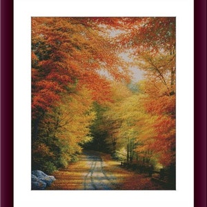 Autumn Landscape PDF Counted cross stitch pattern Landscape fall Digital cross stitch chart Fall season PDF xstitch pattern instant download