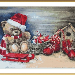 Christmas Eve Counted cross stitch pattern pdf xmas village Holiday Digital cross stitch chart christmas tree PDF cross stitch pattern