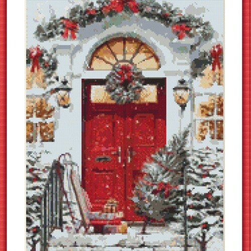 Weihnachtsabend Weihnachtsdorf Kreuzstichmuster Urlaub Weihnachtsdekoration Weihnachtsengel Weihnachtsbaum PDF Kreuzstichmuster