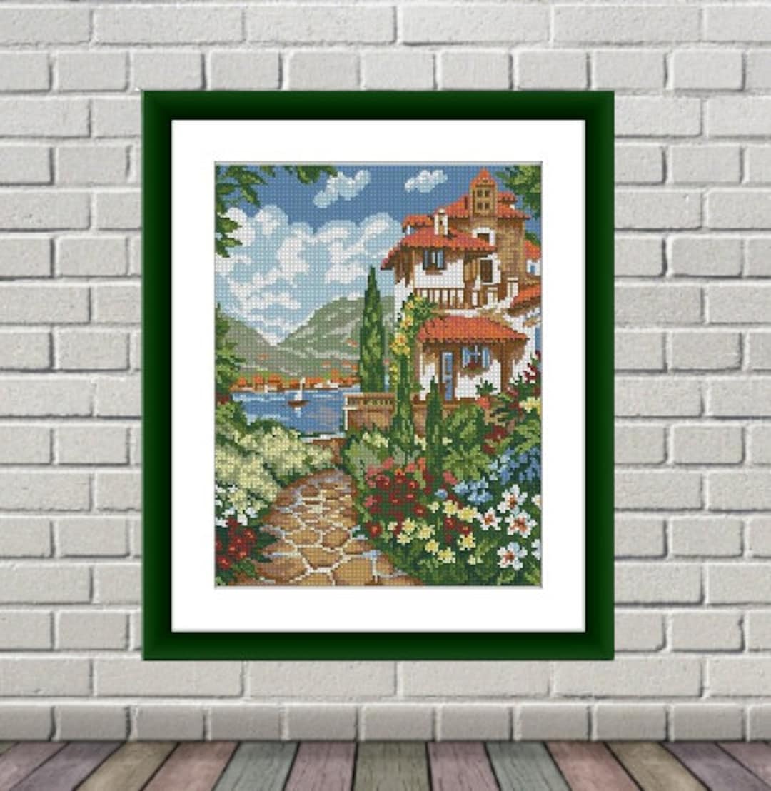 Seaside Cottage Counted Cross Stitch Pattern Pdf Italy Seaside Digital ...
