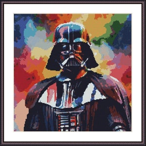 Watercolor Darth Vader PDF Counted cross stitch pattern Star Wars Digital cross stitch chart Cinema cross stitch pattern