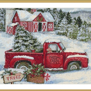 Christmas Eve Counted cross stitch pattern pdf xmas village Holiday Digital cross stitch chart christmas tree PDF cross stitch pattern