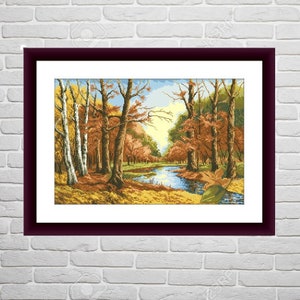 Autumn Landscape PDF Counted cross stitch pattern Landscape fall Digital cross stitch chart Fall season PDF xstitch pattern instant download