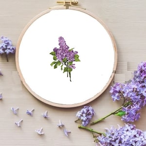 Lila vintage Geteld kruissteekpatroon Bloem Digitale x steekkaart boeket kruissteekpatroon vintage landschapsborduurwerk