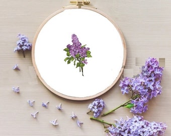 Lilas vintage point de croix compté motif fleur numérique x tableau de point bouquet point de croix motif paysage vintage tapisserie