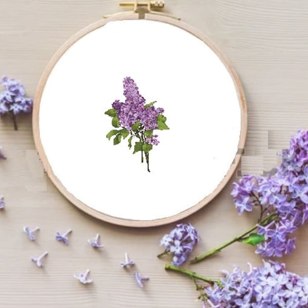 Lilac vintage Counted cross stitch pattern Flower Digital x stitch chart bouquet cross stitch pattern vintage landscape needlepoint