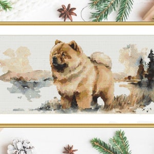 Watercolor chow chow dog Counted cross stitch PDF pattern Dogs Digital cross stitch chart Animals modern cross stitch pattern dogs x stitch