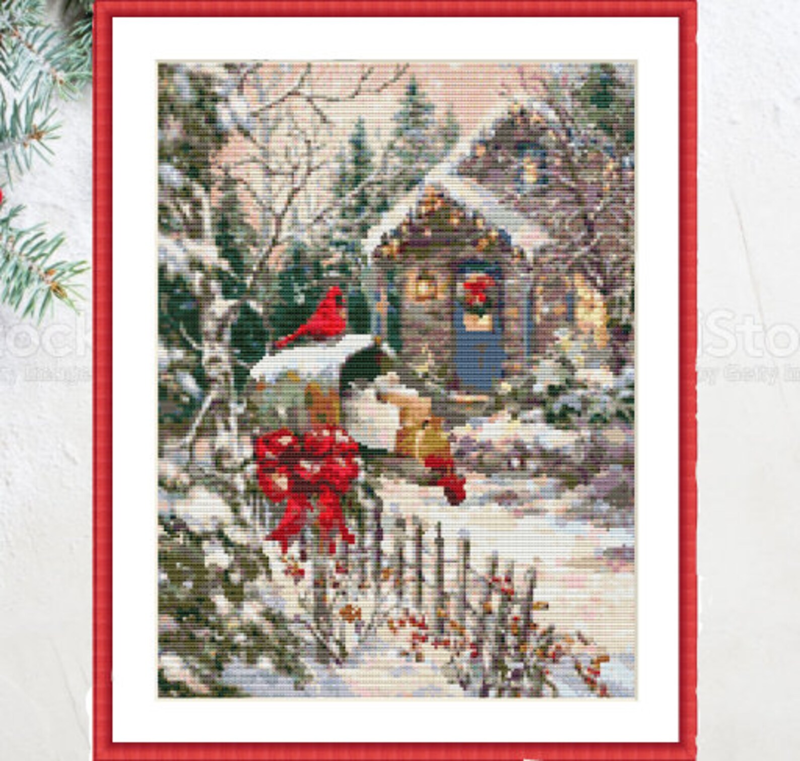 Christmas Eve PDF Counted Cross Stitch Pattern Red Winter Etsy christmas-eve-pdf-counted-cross-stitch-pattern-red-winter-etsy