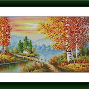 Autumn Landscape PDF Counted cross stitch pattern Landscape fall Digital cross stitch chart Fall season PDF xstitch pattern instant download