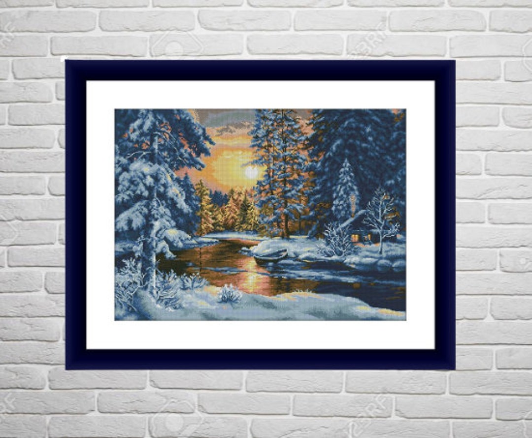 Winter Woodland Counted Cross Stitch Pattern Winter Landscape Digital ...