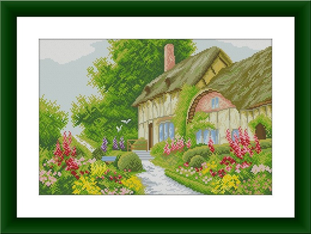 Beautiful Cottage Counted Cross Stitch Pdf Pattern Village Cottage ...
