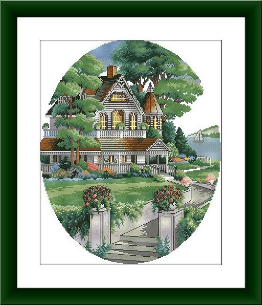 Beautiful Cottage PDF Counted Cross Stitch Pattern Landscape Digital ...