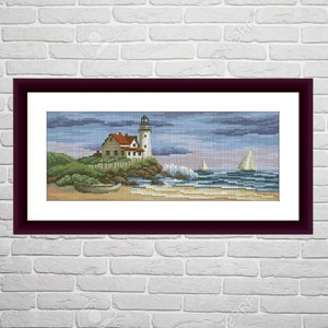 Faro PDF Schema punto croce contato vista mare Schema punto croce digitale faro con vista sul mare PDF schema punto croce mezzopunto