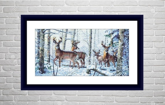 Patterns Woodland deer Counted cross stitch pattern PDF winter ...
