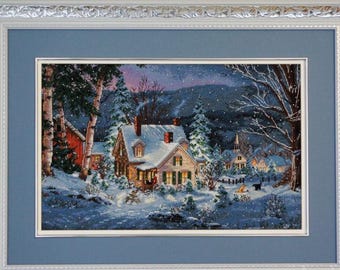 Christmas eve PDF Counted cross stitch pattern Winter landscape Digital cross stitch chart winter landscape PDF cross stitch pattern