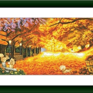 Autumn Landscape PDF Counted cross stitch pattern watercolor Landscape fall Digital xstitch chart Fall PDF xstitch pattern instant download