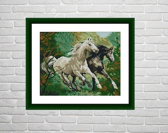 Horse Animal PDF Counted cross stitch pattern mothers love Digital cross stitch chart modern horses cross stitch pattern animal chart