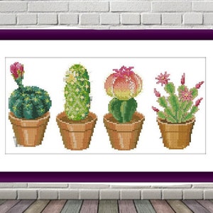 Cactus PDF Schema punto croce contato Botanico Moderno Schema punto croce digitale moderno Natura morta schema punto croce cactus xstitch