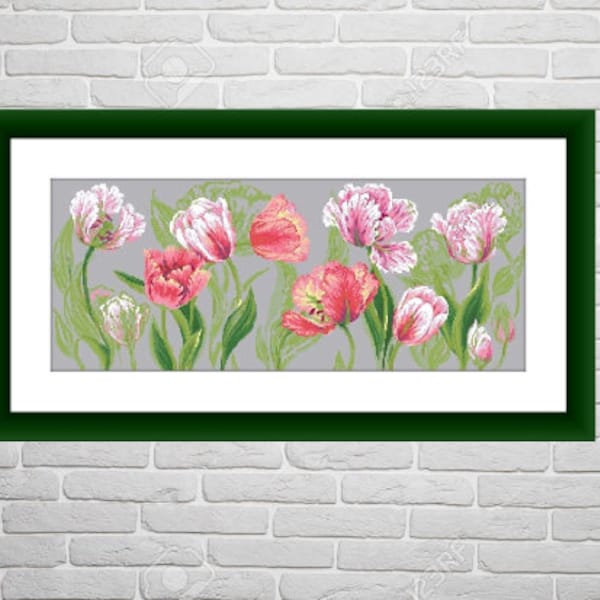 Tulip Time Cross Stitch Chart By Marty Bell - English Cottage Counted Cross Stitch Pattern