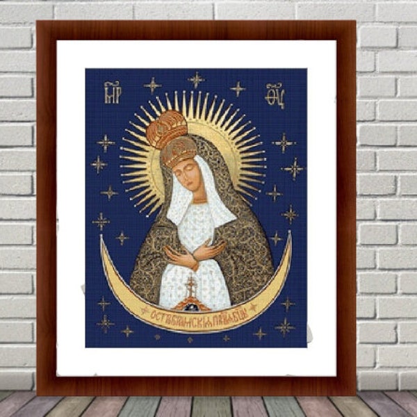 Mutter Gottes Symbol PDF Zählmuster Madonna und Jesus Digitale Kreuzstichvorlage religiöses Kreuzstichmuster download