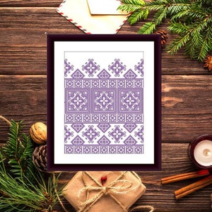 Geometrisch patroon vintage Geteld kruissteekpatroon runner servet kruissteekkaart vintage kruissteekpatroon seizoen borduurpunt